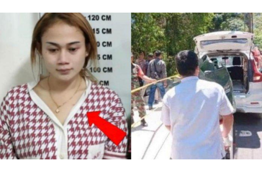 Foto Mutia Pratiwi saat hidup dan foto polisi mengevakuasi mayatnya yang ditemui di Karo